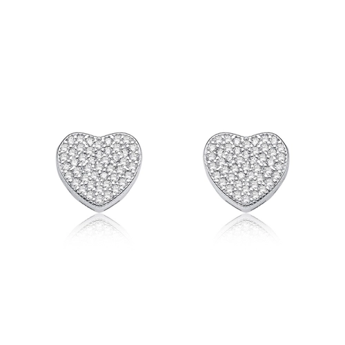 Brinco de Prata Leve Top Coração com Zircônia Cristal