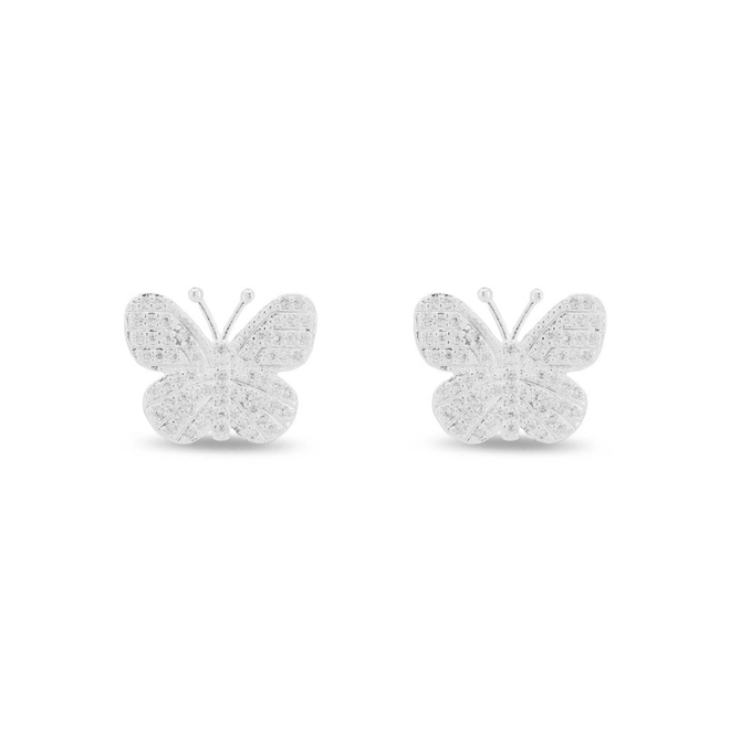 Brinco De Prata Leve Top Borboleta com Zircônia Cristal