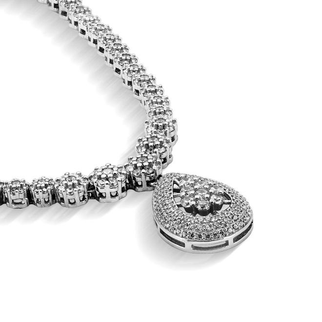 Conjunto em Prata com Gota de Zircônia Cristal