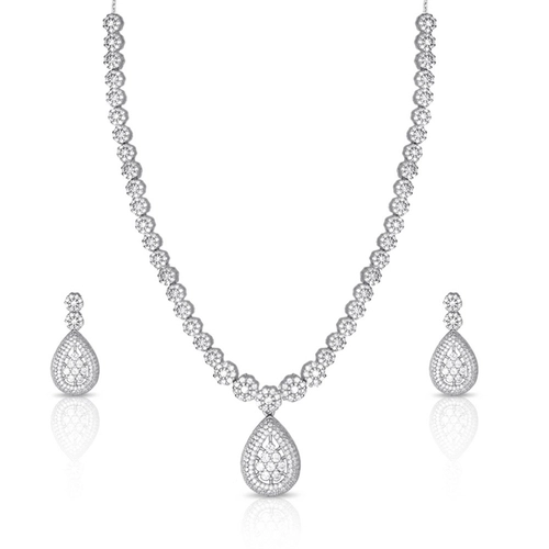 Conjunto em Prata com Gota de Zircônia Cristal