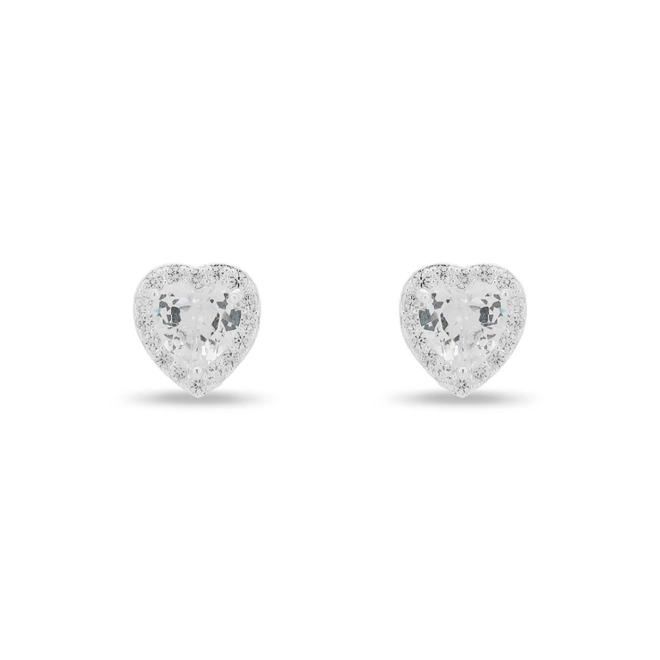 Brinco De Prata Leve Top Coração com Zircônia Cristal