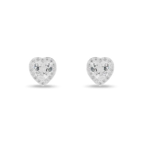 Brinco De Prata Leve Top Coração com Zircônia Cristal