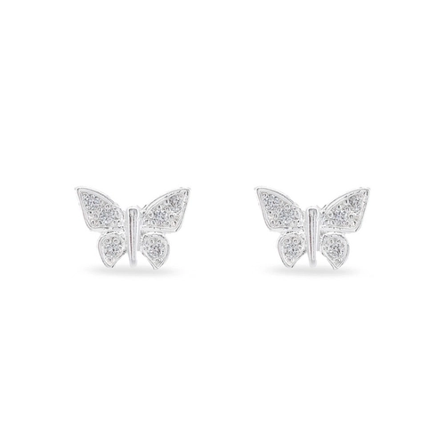 Brinco De Prata Top Borboleta Com Zircônia Cristal