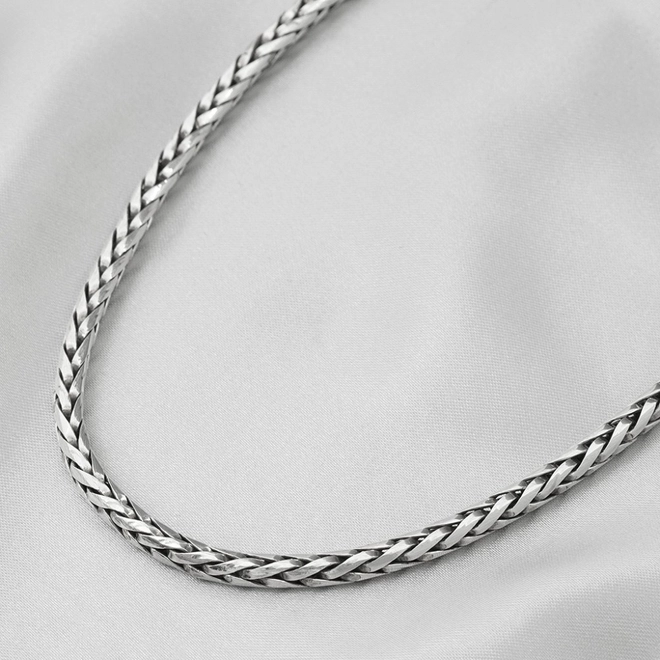 Cordão de Prata Estilo Bali Trançado P 50 cm
