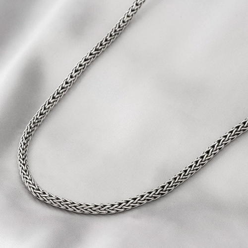 Cordão De Prata Estilo Bali Trançado 50 Cm