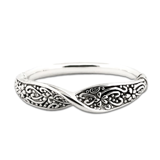 Bracelete de Prata Espelhado com Trabalhado Torcido