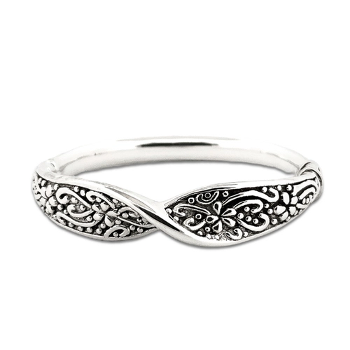Bracelete de Prata Espelhado com Trabalhado Torcido