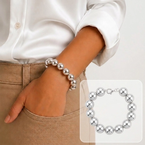 Pulseira de Esferas Espelhadas 12mm