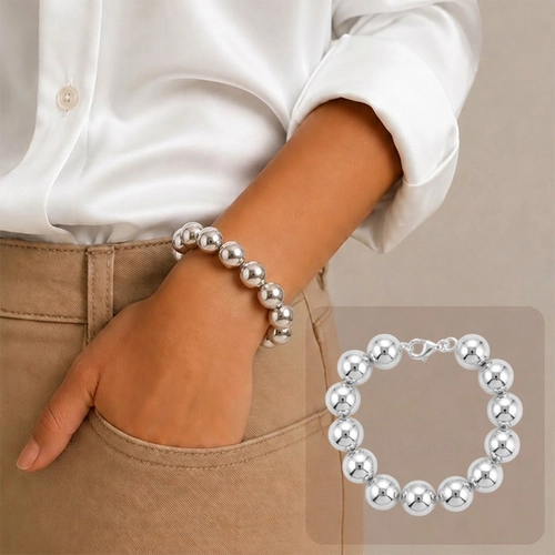 Pulseira de Esferas Espelhadas 12mm