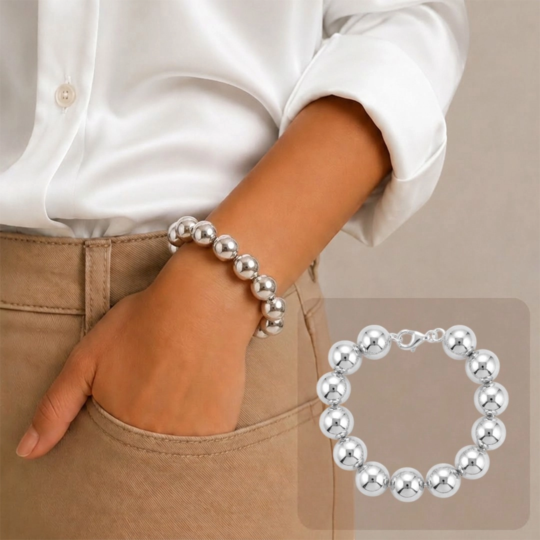 Pulseira de Esferas Espelhadas 12mm