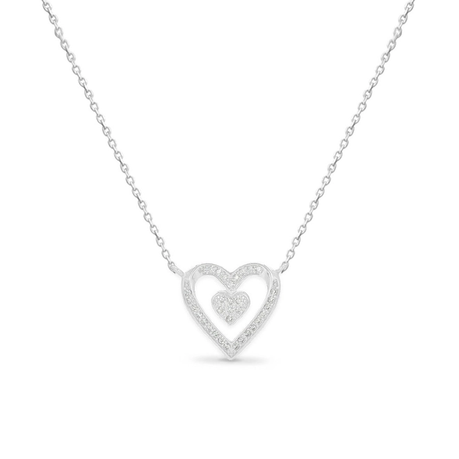 Gargantilha de Prata Coração com Zircônia Cristal