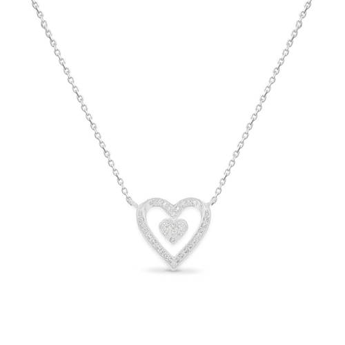 Gargantilha de Prata Coração com Zircônia Cristal