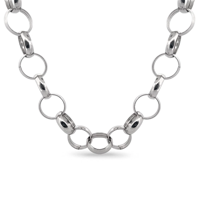 Colar Choker de Prata com Elos Redondos