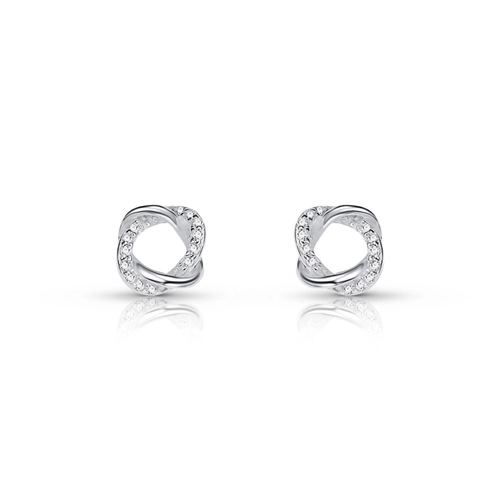 Brinco de Prata Top Entrelaçado com Zircônias Cristal