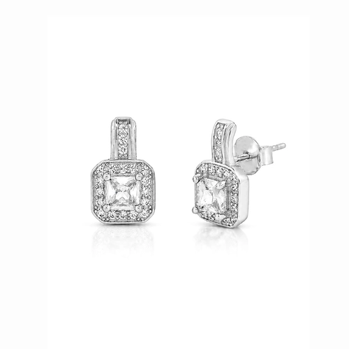 Brinco Top Quadrado com Zircônia Cristal