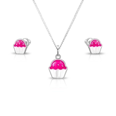 Conjunto Kids com Brincos Top Infantil  Brigadeiro com Resina Rosa