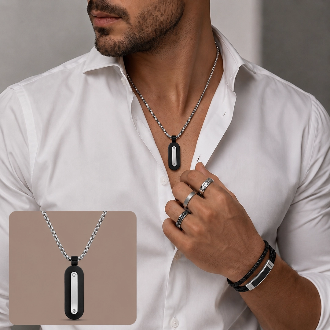 Corrente com Placa Oval Carbonada