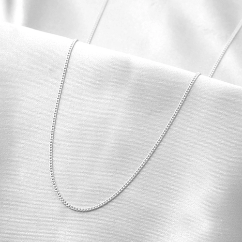 Corrente De Prata Gourmette Fina Diamantada 45 Cm