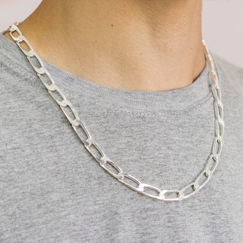 Corrente de Prata Linha Italiana de Elos Iguais 60 cm