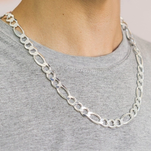 Corrente de Prata Linha Italiana Fígaro Flat
