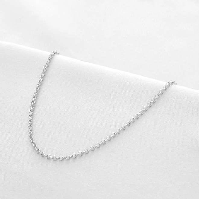 Corrente De Prata em Malha Portuguesa Diamantada 40 cm