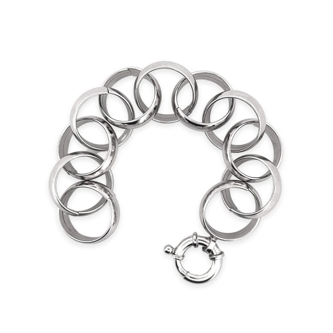 Pulseira de Prata com Elos Redondos Espelhados
