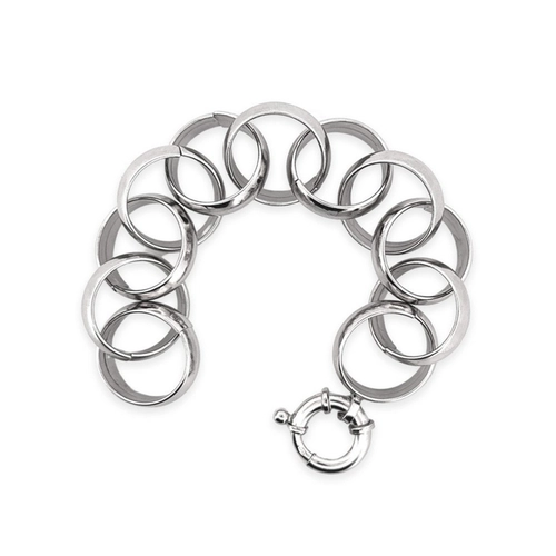 Pulseira de Prata com Elos Redondos Espelhados