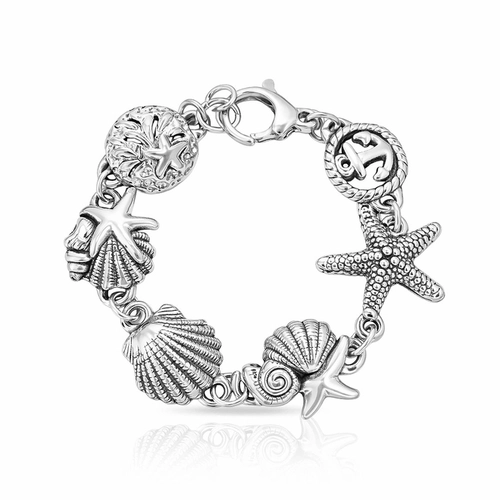 Pulseira Âncora, Concha e Estrela-do-Mar em Eletroformação