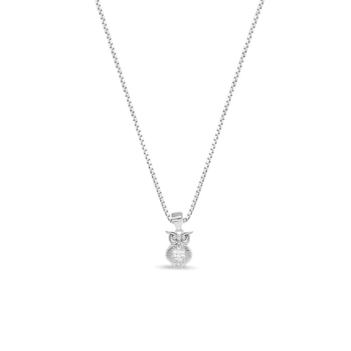 Gargantilha de Prata Coruja com Zircônia Cristal