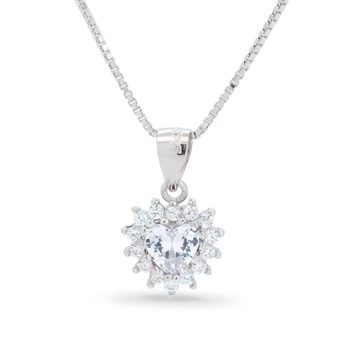 Gargantilha de Prata Delicada Coração com Zircônia Cristal