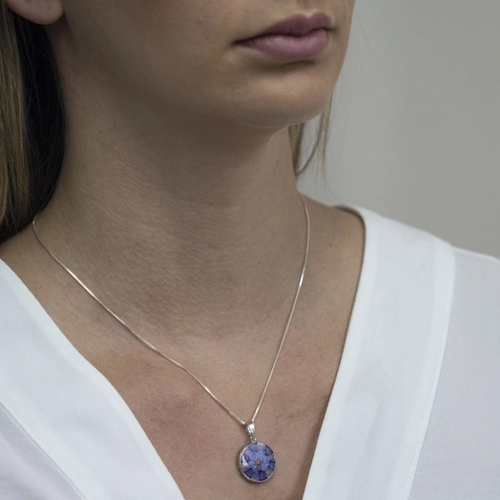 Gargantilha de Prata Com Pingente em  Murano Azul e Amarelo M