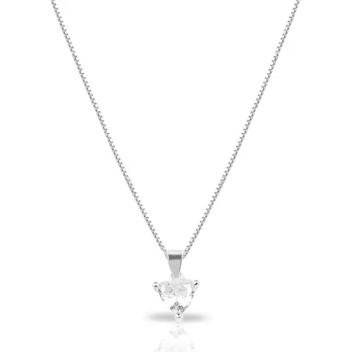 Gargantilha de Prata Ponto Luz Coração com  Zircônia Cristal