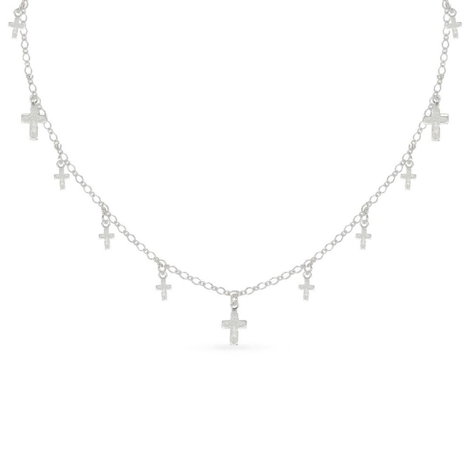 Choker de Prata Leve com Cruz Espelhada