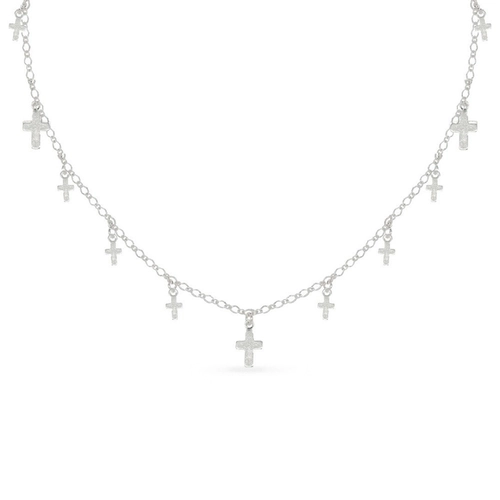 Choker de Prata Leve com Cruz Espelhada