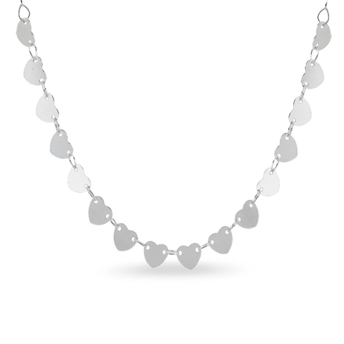 Choker De Prata Leve Com Corações Espelhados