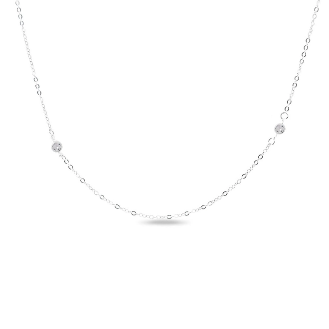 Colar De Prata Leve Com Zircônias Cristal