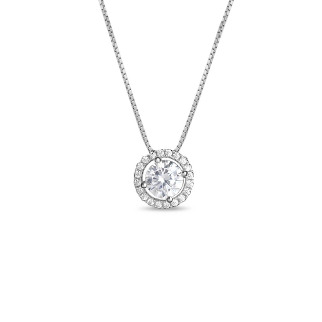 Gargantilha de Prata com Ponto Luz e Zircônias Cristal