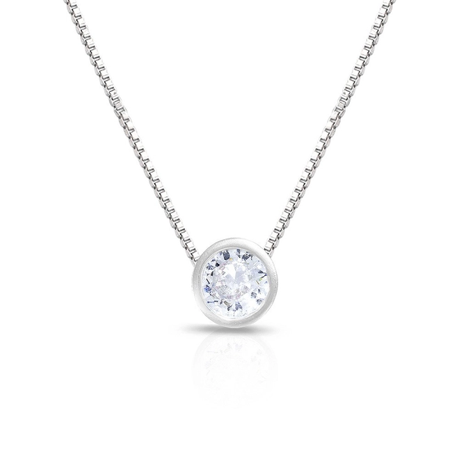 Gargantilha de Prata Ponto Luz com Zircônia Cristal