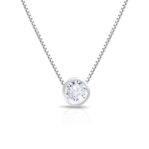 Gargantilha de Prata Ponto Luz com Zircônia Cristal