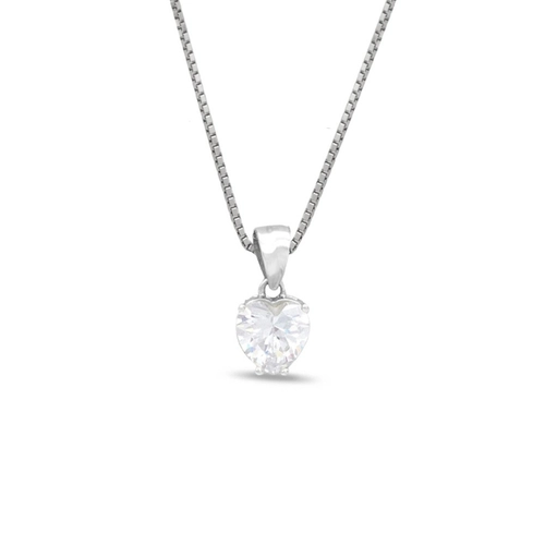 Gargantilha de Prata Ponto Luz Coração com Zircônia Cristal