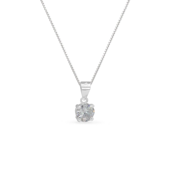 Gargantilha de Prata Ponto Luz com Zircônia Cristal