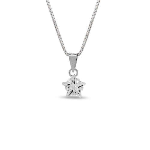 Gargantilha De Prata Ponto Luz com Estrela de Zircônia Cristal