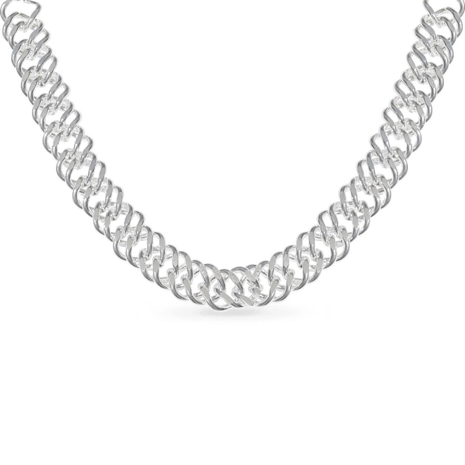 Choker de Prata Leve com Elos Espelhados