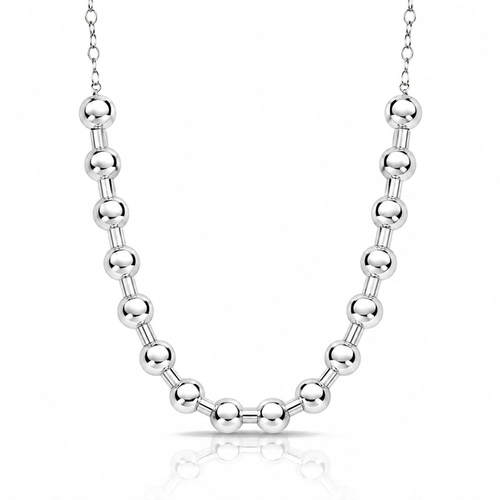 Choker de Prata Leve Canutilho Com Esferas Espelhadas