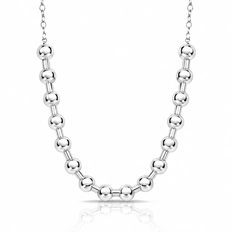 Choker de Prata Leve Canutilho Com Esferas Espelhadas