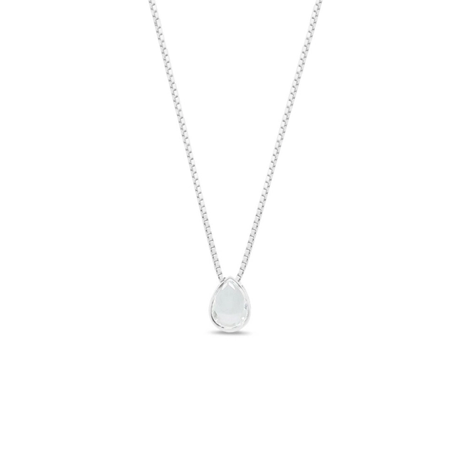 Gargantilha de Prata Leve com Gota de Zircônia Cristal M