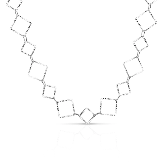 Choker de Prata Leve com Losangos Espelhados