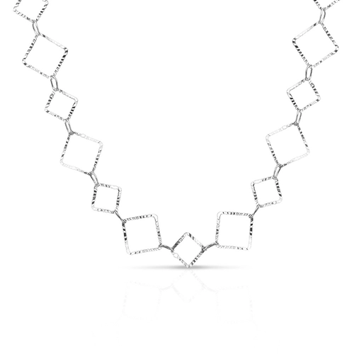 Choker de Prata Leve com Losangos Espelhados