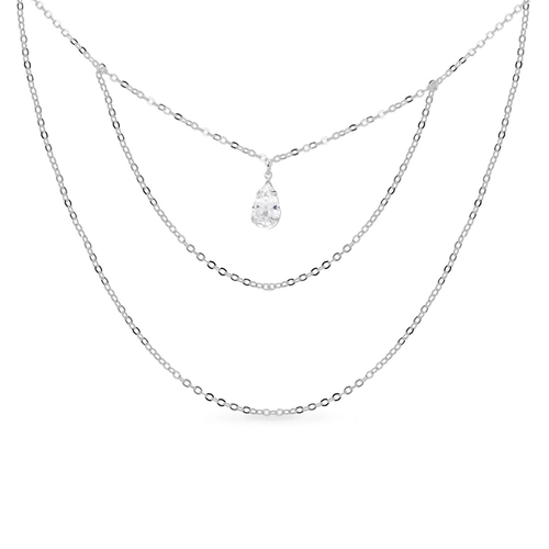 Gargantilha Tripla com Zircônia Gota Cristal