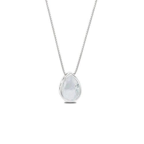 Gargantilha de Prata Leve com Gota de Zircônia Cristal G